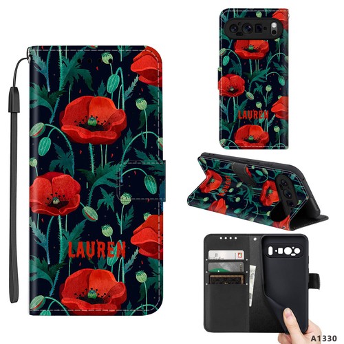 Magnetic Flower Cover For Google Pixel 9 Pro XL 8A 7 6A Personalised Case Wallet - Picture 36 of 55