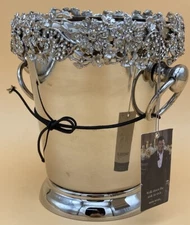 David Tutera Wedding Jeweled Floral Silver Tone Champagne Bucket Bling NYE Party