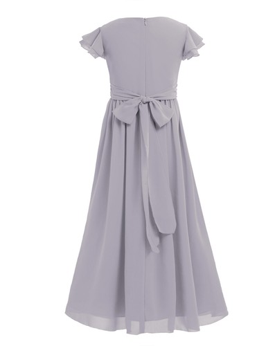Girl Chiffon Princess Dress Pageant Wedding Bridesmaid Birthday Party Long Skirt - Picture 31 of 128