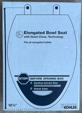 NEW Kohler 20454-0 White Quiet Close Elongated Toilet Seat Ridgewood Hinged Lid