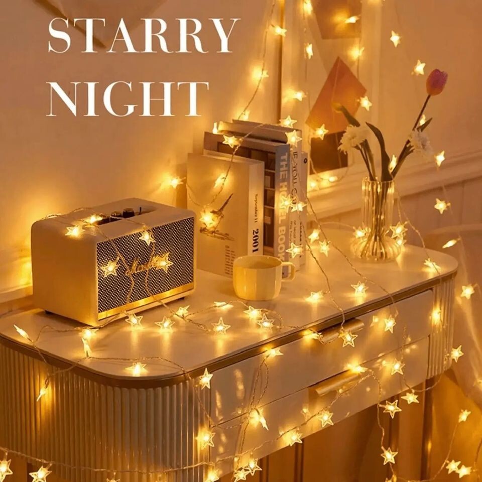 Star String Party Lights 6m, Home Decor, Fairy Lights, Battery Powered, Party