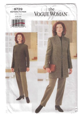 Vogue Woman 9729 Misses' Petite Jacket Top Pants Size 6-8-10, Easy Sewing  Uncut