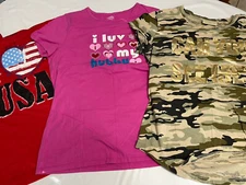 Lot of 3 Junior Woman T-Shirts L/XL Semi Fitted Short Sleeve Multiple Styles