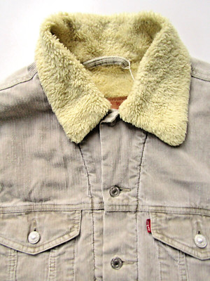 Levi's Cord Sherpa Jacke 70520 Herren Relaxed Trucker Small Stone LJKTB839