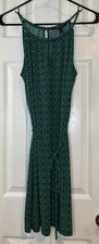 Banana Republic Dress Petite Small Green Blue Halter Keyhole Geometric Stretchy