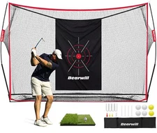Golf Net, 10x7ft Heavy Duty Golf Practice Net with Golf Mat, Target Cloth, 8 ...