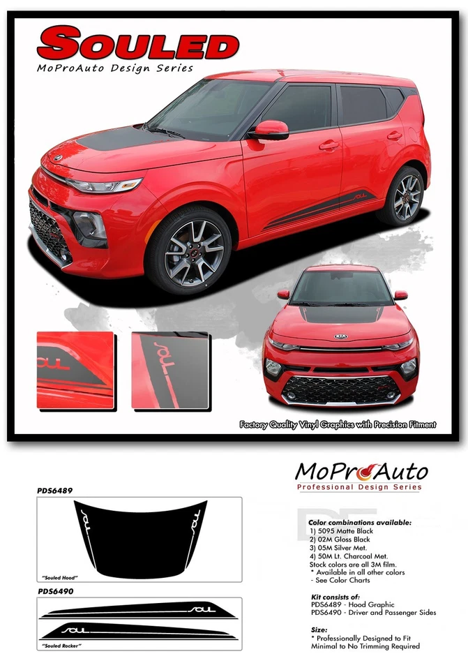 Hood & Rocker Decals Fits: 2020-2025 KIA SOUL Stripes Body Vinyl Graphics Foto 2 de 4