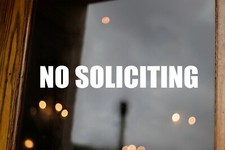 No Soliciting Vinyl Decal - V1 Storefront Business Office Sign - Die Cut Sticker