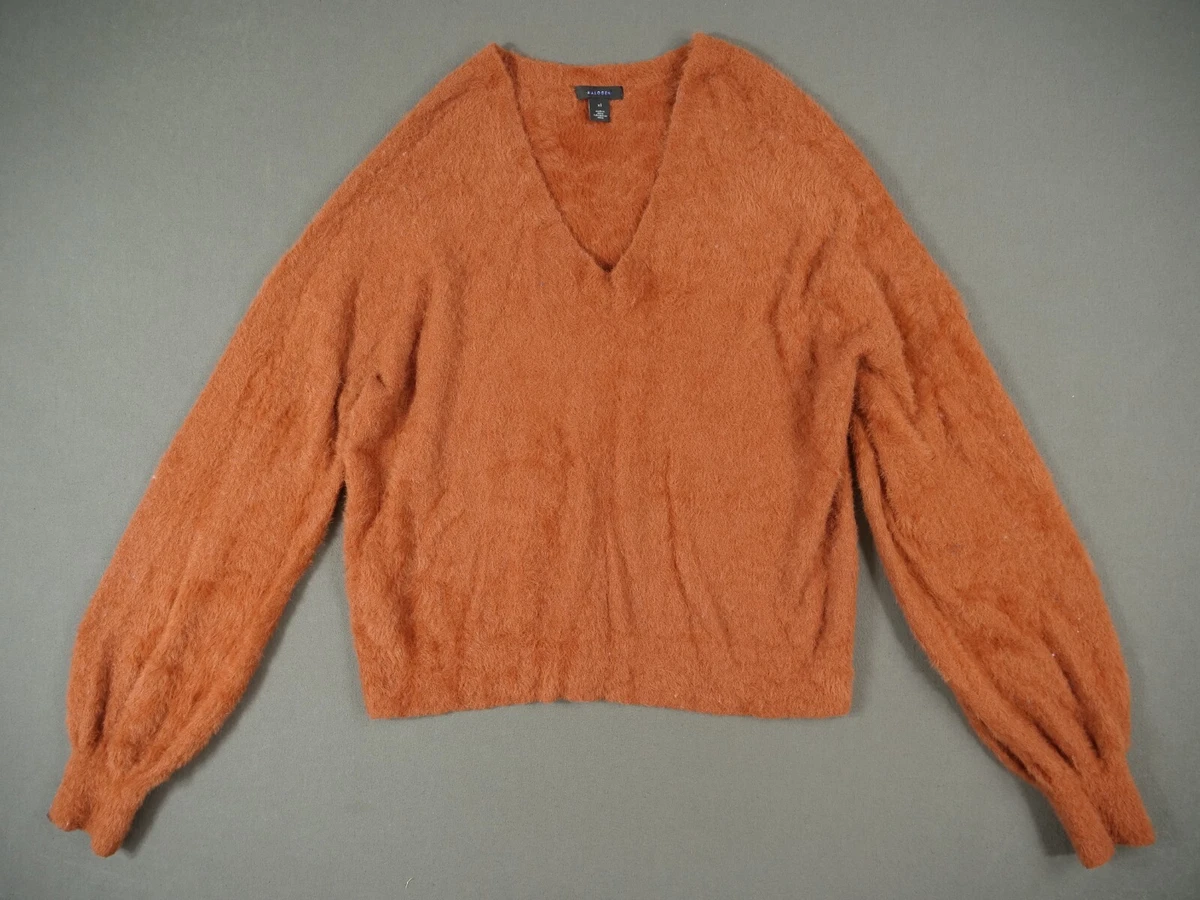 Halogen fuzzy v neck sweater cheap