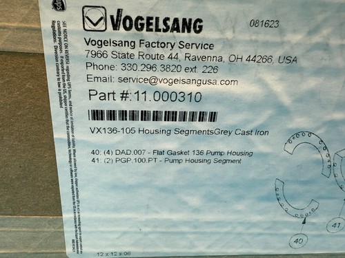 Vogelsang 11.000310 VX-Series Grey Cast Iron Rotary Lobe Pump Housing Assembly - Picture 3 of 3