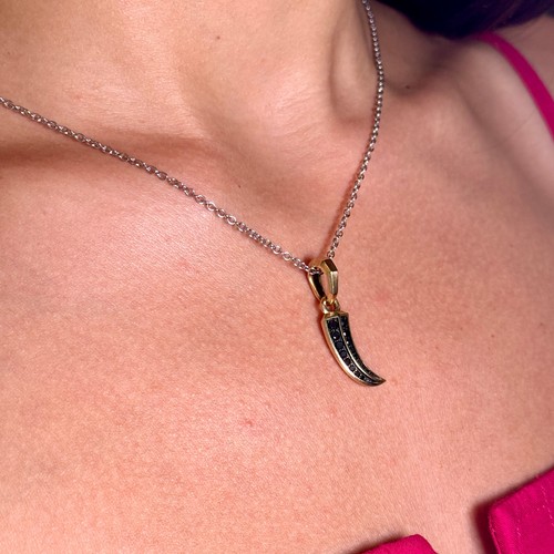 DAVID YURMAN 18k Yellow Gold Black Diamond 1 CT Claw Amulet Pendant - 第 3/8 張圖片