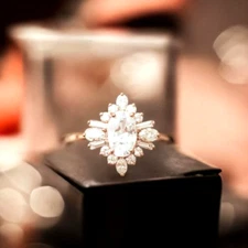 14k Yellow Gold 1.60 Ct Diamond Engagement Ring Oval & Baguette IGI Lab Grown