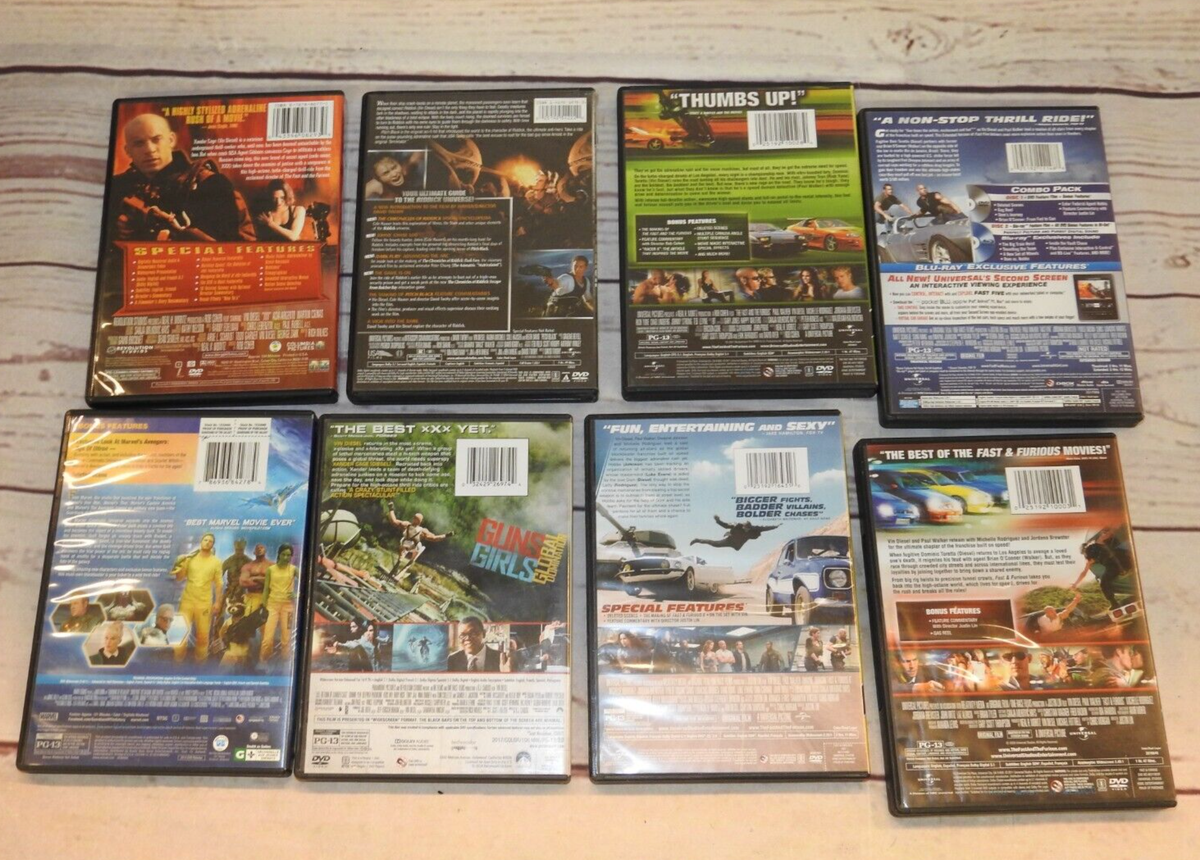 Vin Diesel Movie Lot of 8 DVDs Fast & Furious XXX Riddick