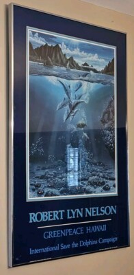 Robert Lyn Nelson 額入りポスター　サインあり Greenpeace Hawaii Signed Framed 1984 Poster Robert Lyn Nelson Save