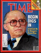 Time Magazine September 20, 1982 Menachem Begin Ronald Reagan Campaigning to Win
