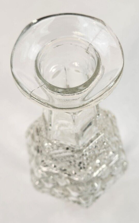 Vintage Liquor Decanter MCM Diamond Pattern Glass Clear Barware Cocktail