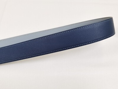 32mm Belt Reversible Leather Luxury Customized Belt Strap Epsom Navy/Gray Gris