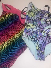 2 GIRLS WONDER NATION CUT OUT UNBRANDED BATHING SWIM SUIT SIZE 7/8