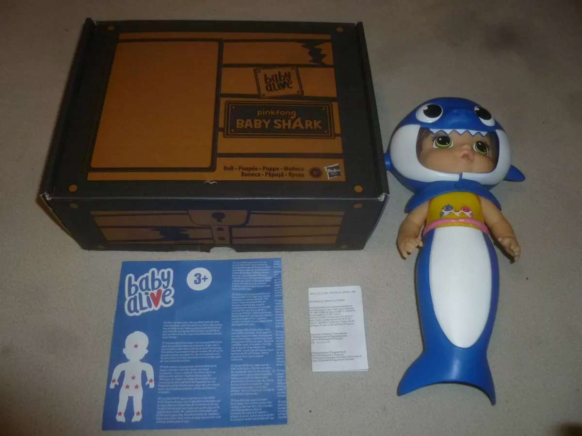 BABY ALIVE PINKFONG BABY SHARK BROWN HAIR HASBRO WATER TOY PACK SET FIGURE DOLL
