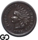 1865 Indian Head Cent Penny, Fancy 5 Variety, XF, Civil War Era Bronze