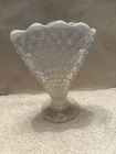 Vintage Fenton Fan Hobnail Opalescent Hobnail Fan Scalloped Edge Top Vase.6.1oz