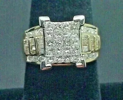 3 kt Rundschliff Moissanit Cluster Verlobungsring 14 K Weißgold plattiert