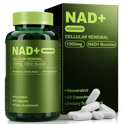 NAD Plus mit Trans-Resveratrol Kapseln   1000mg NAD Nahrungsergänzungsmittel für