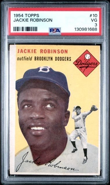 1954 Topps Jackie Robinson #10 Brooklyn Dodgers Graded PSA 3 VG Looks Nicer