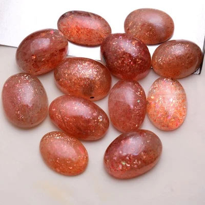 Sonnenstein Edelsteine 12-teiliges Set Oval Cabochon Natur Unbehandelt - Bild 1 von 4