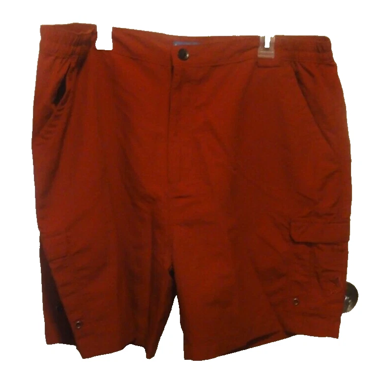 Reel Legends Mens Cargo Shorts XXL Red Outdoor Hiking Fishing Camping Quick Dry
