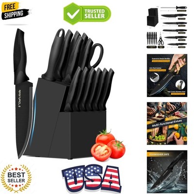 Professional Grade High Carbon Knife Set - 14 Pieces in Elegant Black Finish
