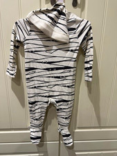 Hooded Striped Babygrow One-Piece Long Sleeve Cotton Jersey 3/6 Months