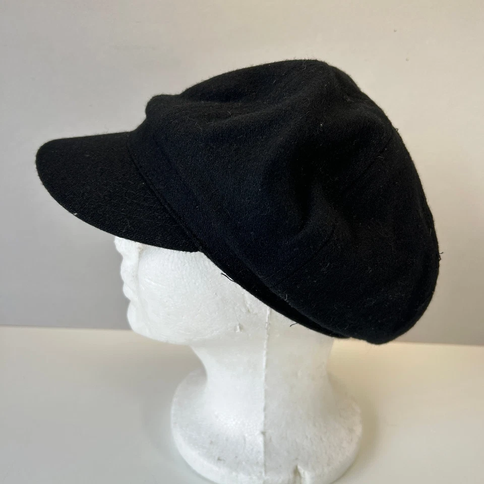 Gorra de mujer Goorin gorra de noticiero negra mezcla de lana con tirantes retro años 90 y2k Foto 2 de 4