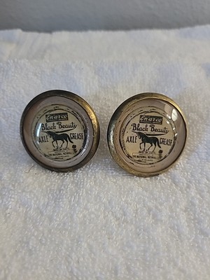 Bridle Rosette's Black Beauty Axle Grease Adv Enarco 2 in brass and glass
