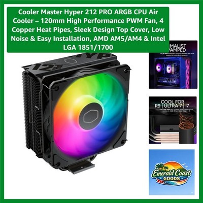 120mm Hyper 212 PRO Air Cooler - Dynamic PWM for AMD/Intel, Quiet & Efficient