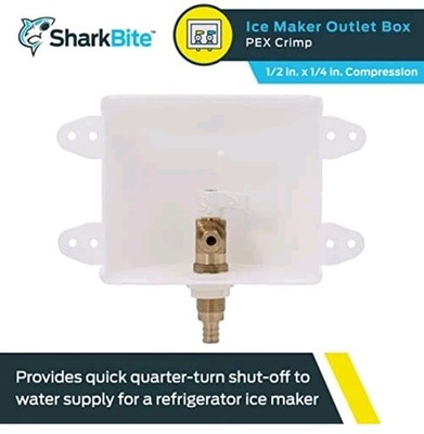  1/2 x 1/4 Inch Compression PEX Crimp Ice Maker Outlet Box, 25740 