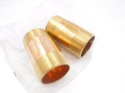2 Pack 2-3/8''MNPT x 2''ID x 4''L Two Way Brass Nipples