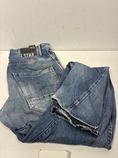 G-Star Raw 3301 Straight Leg Blue Denim Jeans W34 L34 Distressed Fade