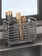 1 Pc 3 Grid Stainless Steel Chopstick Holder, Cutlery Drain Rack
