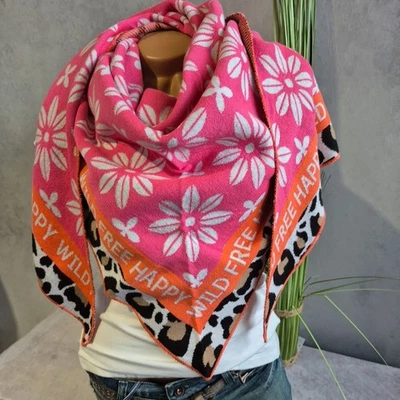 Zwillingsherz Schal Tuch Dreieckstuch Damen Modell Blumen Leo (6 998) NEU