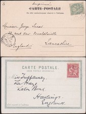 TURKEY FRENCH LEVANT c1905 2 postcards used from Constantinople............D8737