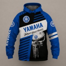 Nueva Sudadera con Capucha Yama Camiseta Estampado 3D Talla Completa Calavera Azul S-5XL