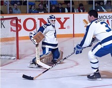 HOCKEY  PHOTO PRINT ALLAN BESTER GOALIE WITH BRAD MARSH TORONTO MAPLE LEAFS