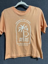 Quiksilver Women  s Peach Cotton Palm Tree Crew Neck Short Sleeve T-Shirt M