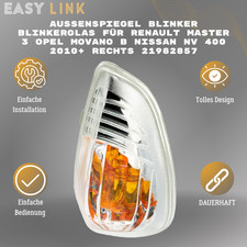 Blinker Außenspiegel Seitenspiegel Blinkerglas für Renault Master 3 Rechts