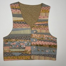 Vintage 1980 s Handmade Patchwork Floral Quilted Vest.