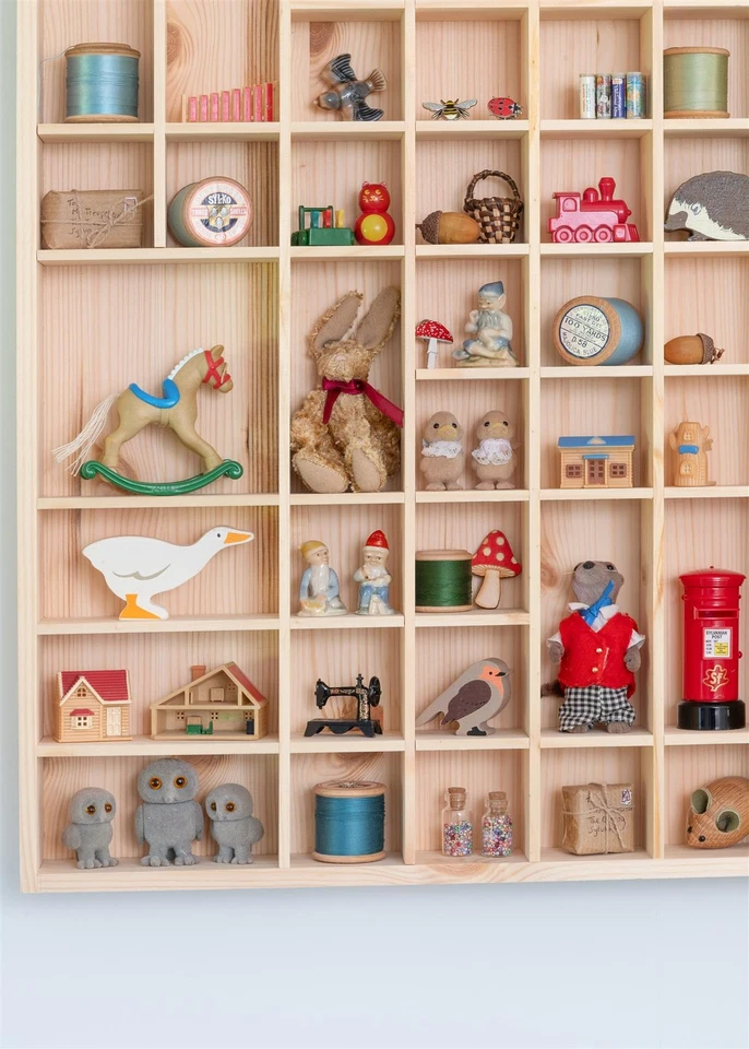 Large Wooden Multicompartment Wall Display Storage Trinket Shelf Paintable Wood - Image 4 of 4