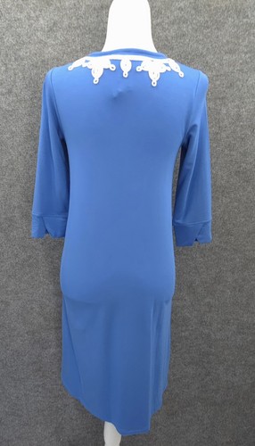 Hatley Elsie Dress Womens XS Pullover 3/4 Sleeve Knee Length Embroidered Blue - Picture 4 of 22