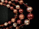 Vintage Red & Pink Shiny Beaded Strand Necklace & Matching Earrings Marked Japan — photo 3
