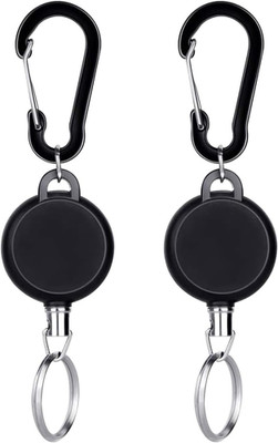 Retractable Keychain 2 Pack Heavy Duty Key Fob Badge Reel Holder with Multitool